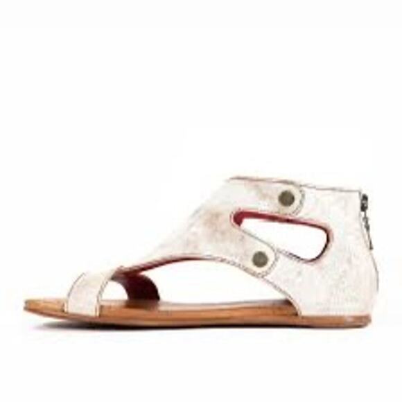 Bed Stu Women's Soto Cut Out Sandal T-Strap Flat Zipper Back Sandal Size 7.5 - Picture 4 of 10